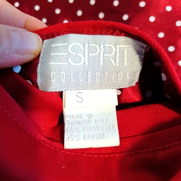 NWOT Esprit Reversible Passion Red & Wine Polka-dot Vest Small - Picture 10 of 11